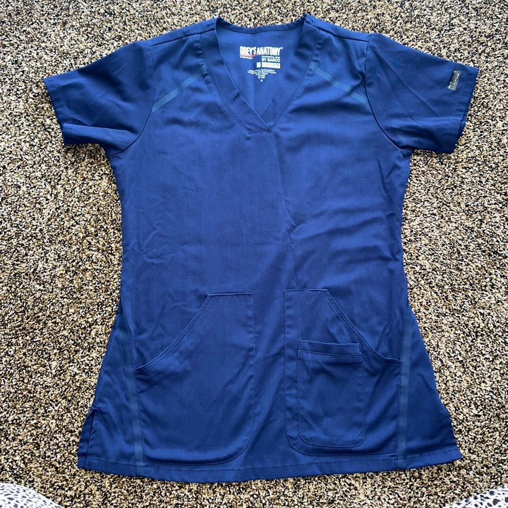 Navy Blue V-Neck Scrub Top Grey’s Anatomy By Barco